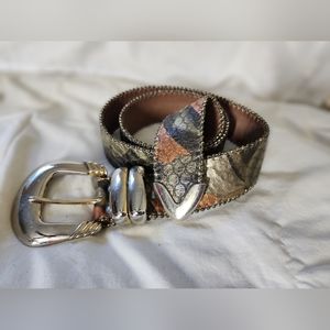 Belts By Simon Metallic Snakeskin Style XL Leather Belt